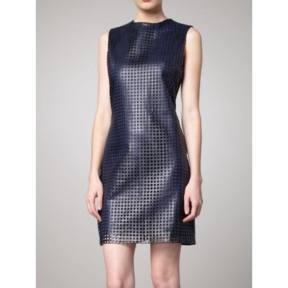 laser cut faux leather dress RUGA DRESS – LiLi The First main image 1